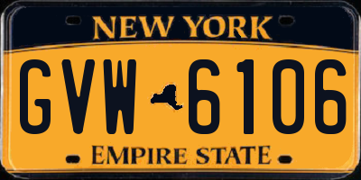 NY license plate GVW6106