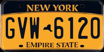 NY license plate GVW6120