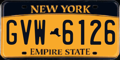 NY license plate GVW6126