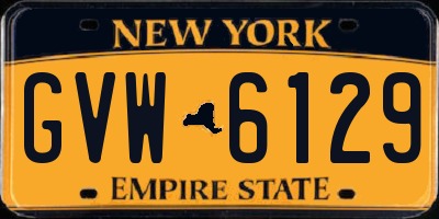 NY license plate GVW6129