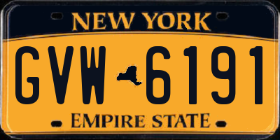 NY license plate GVW6191