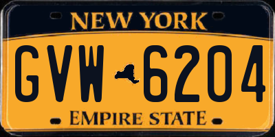 NY license plate GVW6204