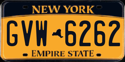NY license plate GVW6262