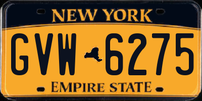 NY license plate GVW6275