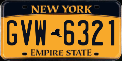 NY license plate GVW6321