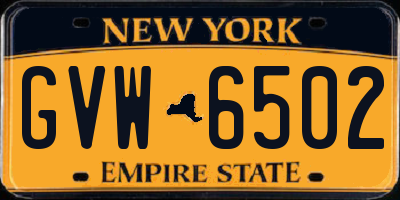 NY license plate GVW6502