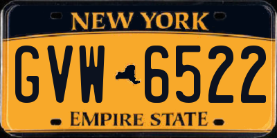 NY license plate GVW6522