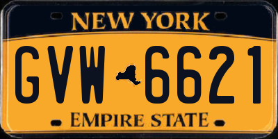 NY license plate GVW6621