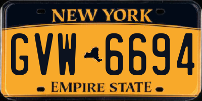 NY license plate GVW6694