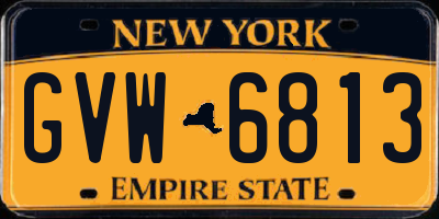 NY license plate GVW6813