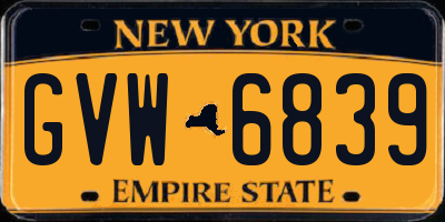 NY license plate GVW6839