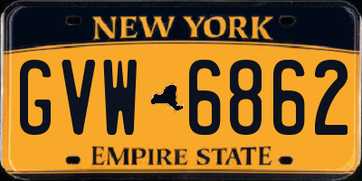NY license plate GVW6862