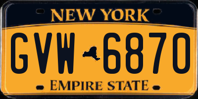 NY license plate GVW6870