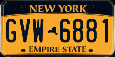 NY license plate GVW6881