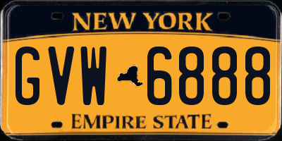 NY license plate GVW6888