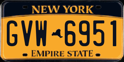 NY license plate GVW6951