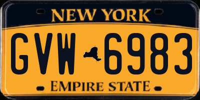 NY license plate GVW6983