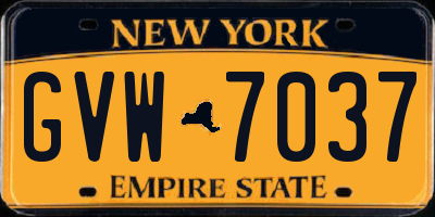 NY license plate GVW7037
