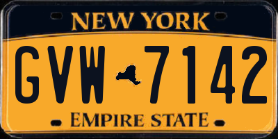 NY license plate GVW7142