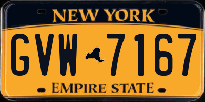 NY license plate GVW7167