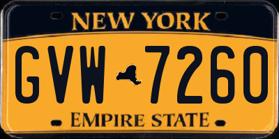 NY license plate GVW7260
