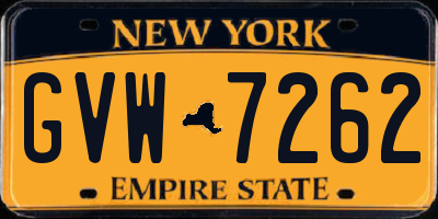 NY license plate GVW7262