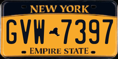 NY license plate GVW7397