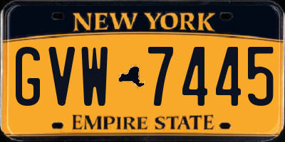 NY license plate GVW7445