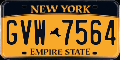 NY license plate GVW7564