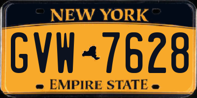 NY license plate GVW7628