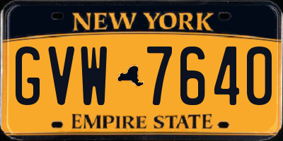 NY license plate GVW7640
