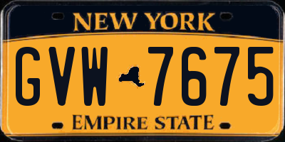 NY license plate GVW7675