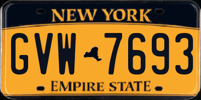NY license plate GVW7693