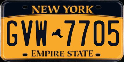 NY license plate GVW7705