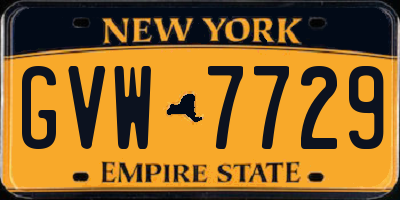 NY license plate GVW7729