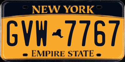 NY license plate GVW7767