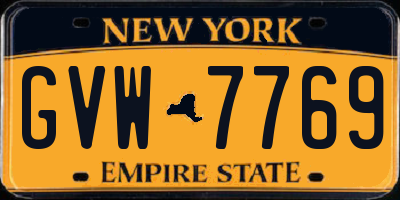 NY license plate GVW7769