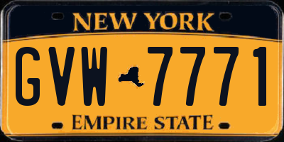 NY license plate GVW7771