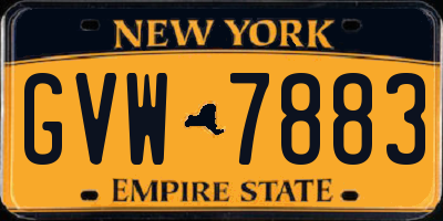 NY license plate GVW7883