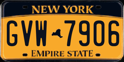 NY license plate GVW7906