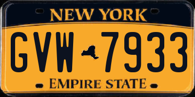 NY license plate GVW7933