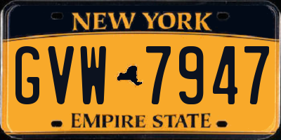 NY license plate GVW7947