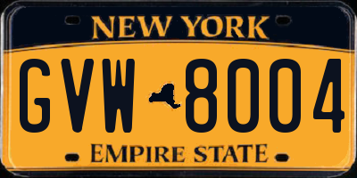 NY license plate GVW8004