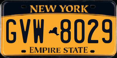 NY license plate GVW8029