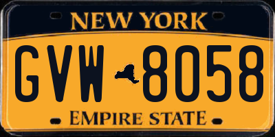 NY license plate GVW8058