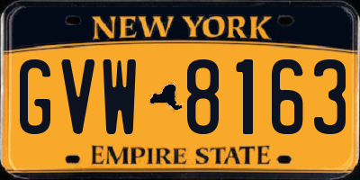 NY license plate GVW8163