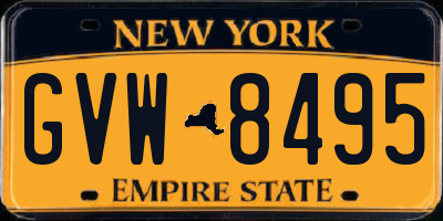 NY license plate GVW8495