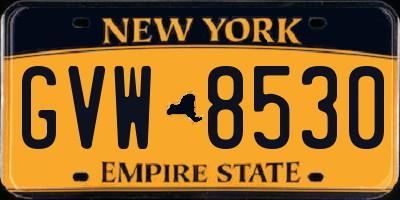 NY license plate GVW8530