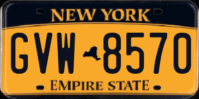 NY license plate GVW8570