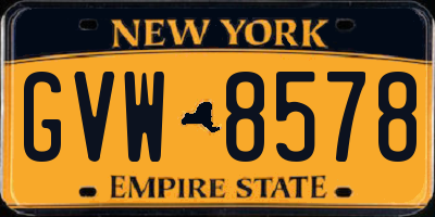 NY license plate GVW8578